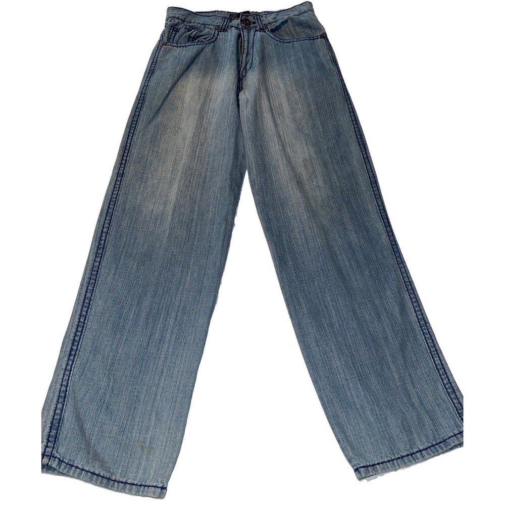 Beyond The Limit Embroidery Pockets Blue Denim Jeans Men's Size 30x32